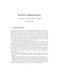 Ex-Post Egalitarianism 1 Introduction ∗