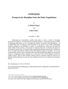 Antidumping: Prospects for Discipline from the Doha Negotiations J. Michael Finger