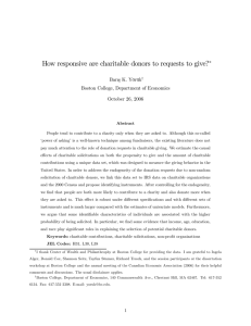 How responsive are charitable donors to requests to give? ∗