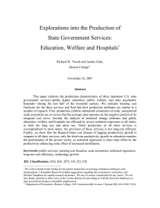 Explorations into the Production of State Government Services: Education, Welfare and Hospitals