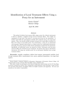 Identi…cation of Local Treatment E¤ects Using a Proxy for an Instrument