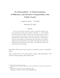 No Externalities: A Characterization of Efficiency and Incentive Compatibility with Public Goods