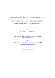 MIT INTERNATIONAL MOTOR VEHICLE PROGRAMME MODULARIZATION AND OUTSOURCING PROJECT