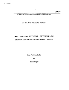 CREATING LEAN SUPPLIERS: DIFFUSING LEAN