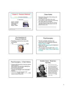 Class Notes Chapter 2:  Research Methods