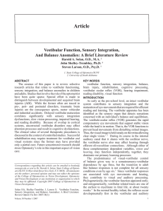 Article Vestibular Function, Sensory Integration, And Balance Anomalies: A Brief Literature Review