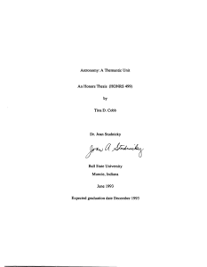 Astronomy: A Themantic Unit An Honors Thesis  (HONRS 499) by TinaD. Cobb