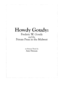 Howdy Goudy: Frederic W. Goudy Private Press  in the Midwest and the