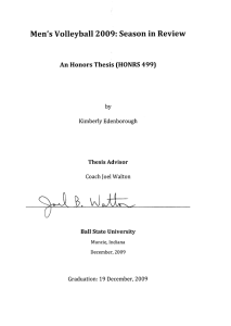 Men's Season in Review Volleyball 2009: An Honors Thesis (HONRS 499)