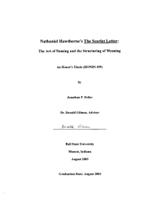 Nathaniel Hawthorne's The Scarlet Letter: August 2003 An Honor's Thesis (HONRS 499)