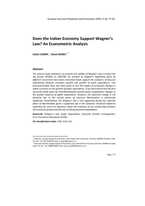 Does the Indian Economy Support Wagner’s Law? An Econometric Analysis Abstract