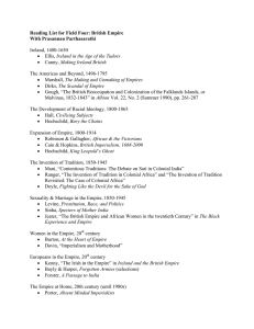 Reading List for Field Four: British Empire With Prasannan Parthasarathi  Ireland, 1400-1650