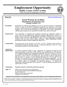 Employment Opportunity Halifax County North Carolina (At-Risk)
