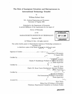 The  Role  of Immigrant  Scientists  and... International  Technology  Transfer