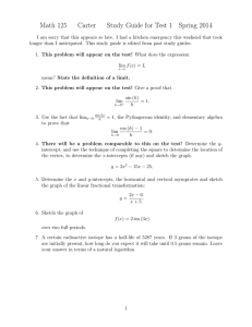 Math 125 Carter Study Guide for Test 1 Spring 2014