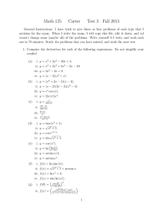 Math 125 Carter Test 3 Fall 2013