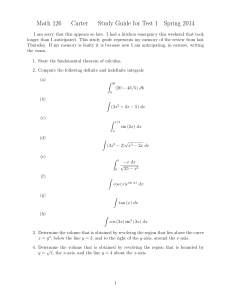 Math 126 Carter Study Guide for Test 1 Spring 2014