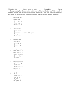 Math 126-104 Study guide for test 2 Spring 2013 Carter