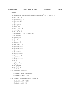 Math 126-104 Study guide for Final Spring 2013 Carter