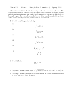 Math 126 Carter Sample Test 2 (version a) Spring 2011