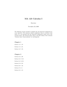 MA 125 Calculus I Exercises November 20, 2008