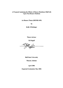 A Proposal Analyzing the Effects of Honors Residence Hall Life