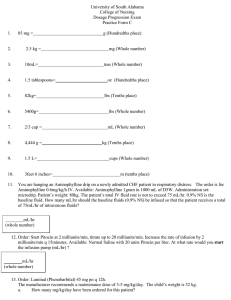 University of South Alabama College of Nursing Dosage Progression Exam Practice Form C
