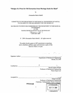 &#34;Design of a Press for Oil Extraction from Moringa Seeds... Alessandra Maria Sabelli
