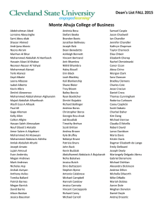 Monte Ahuja College of Business Dean's List FALL 2015