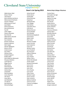 Dean's List Spring 2015 Monte Ahuja College of Business