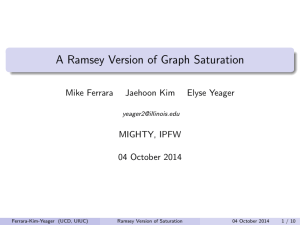 A Ramsey Version of Graph Saturation Mike Ferrara Jaehoon Kim Elyse Yeager