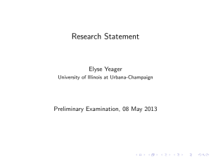 Research Statement Elyse Yeager Preliminary Examination, 08 May 2013