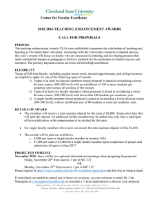 Center for Faculty Excellence 2015-2016 TEACHING ENHANCEMENT AWARDS CALL FOR PROPOSALS