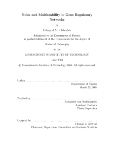 Noise and Multistability in Gene Regulatory Networks Ertugrul M. Ozbudak