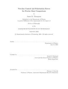 Two-Ion Control and Polarization Forces for Precise Mass Comparisons James K. Thompson