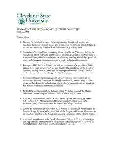 SUMMARY OF THE SPECIAL BOARD OF TRUSTEES MEETING June 22, 2009