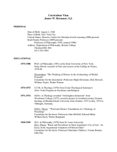 Curriculum Vitae James W. Bernauer, S.J.