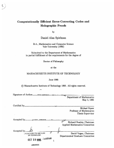 Computationally  Efficient  Error-Correcting Codes  and Holographic  Proofs by