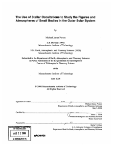 The  Use  of Stellar Occultations to Study the ... Atmospheres  of Small  Bodies in the  Outer ...