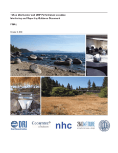 Tahoe Stormwater and BMP Performance Database Monitoring and Reporting Guidance Document FINAL