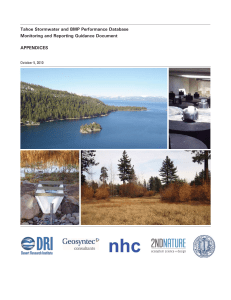 Tahoe Stormwater and BMP Performance Database Monitoring and Reporting Guidance Document APPENDICES