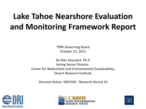 Lake Tahoe Nearshore Evaluation and Monitoring Framework Report