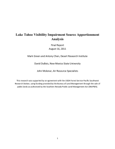 Lake Tahoe Visibility Impairment Source Apportionment Analysis