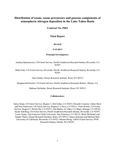 Distribution of ozone, ozone precursors and gaseous components of