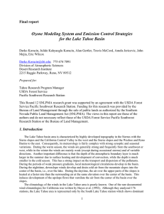 Ozone Modeling System and Emission Control Strategies Final report