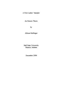 A First Ladies' Sampler Honors Thesis by Allison Holfinger