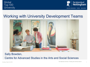 Working with University Development Teams Sally Bowden, Sunday, May 29, 2016