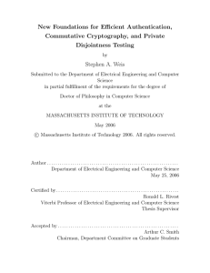 New Foundations for Efficient Authentication, Commutative Cryptography, and Private Disjointness Testing