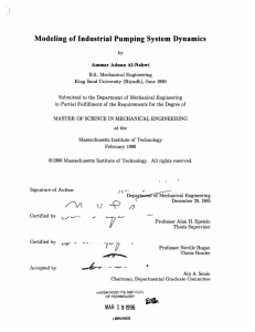 Modeling  of Industrial Pumping  System  Dynamics