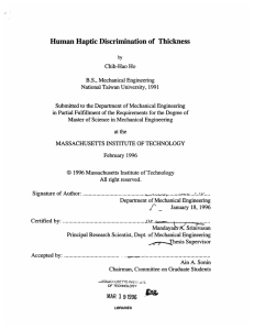 Human Haptic Discrimination of  Thickness by